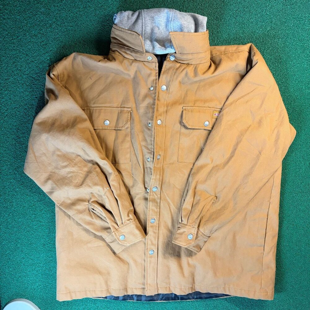 Size XL Mens – Dickies Brown Duck Canvas Hooded Work Jacket Quilted Lined